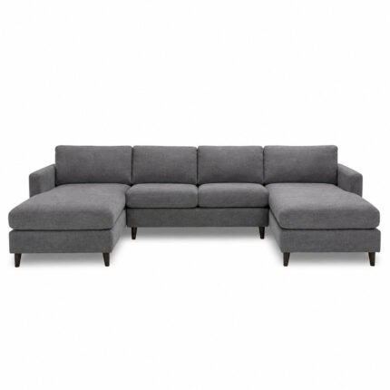 Fabric U-Shaped Sectional Sofa – 120 x 80 Inches, Gray, Contemporary